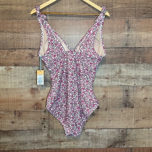🌻Kona Sol Pink Floral One-Piece Swimsuit Women’s size Medium Large 12-14 NWT - Picture 3 of 7